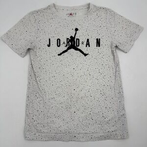 Jordan Kids T Shirt‎ Size LG 12-13 Years White Speckled AOP Print Jumpman Logo